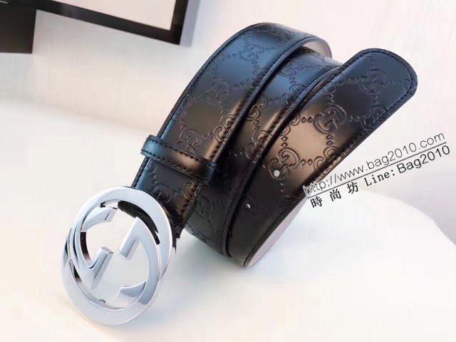 Gucci經典皮帶 古奇雙G拋光腰帶 411924  jjp2063